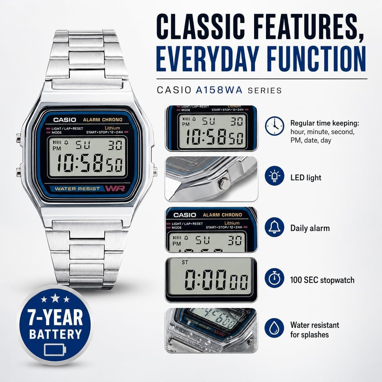PASOY Men's Digital Gold Stainless Steel Watch