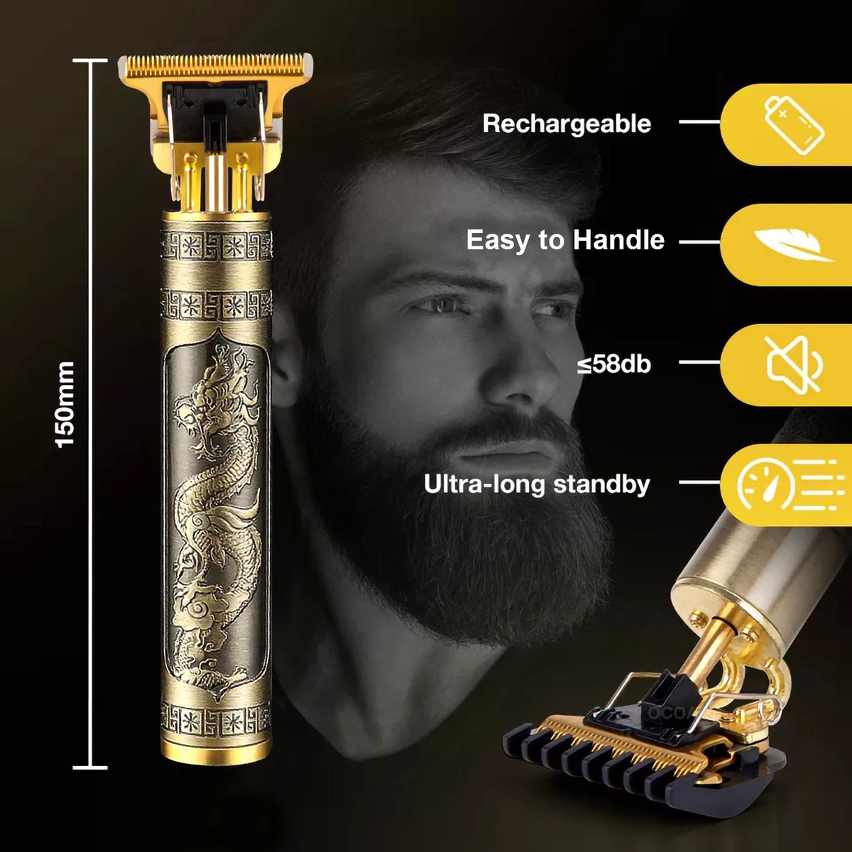T9 Vintage Hair Trimmer For Men | T9 Rechargeable Shaver Machine For Men | Professional Hair Trimming Machine | Hair Trimmer and Shaver For Boys (Metal Body)